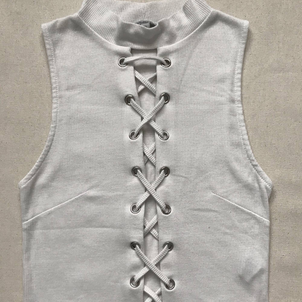 Charlotte Russe Lace Up Cropped Tank Top